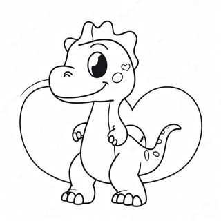 Cute Dinosaur Holding Heart Coloring Page 14220-11769