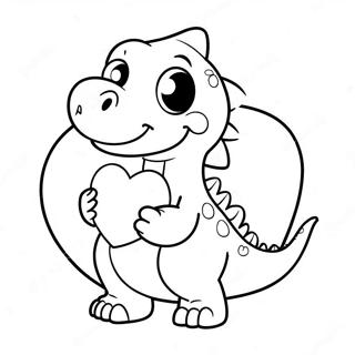 Cute Dinosaur Holding Heart Coloring Page 14220-11770