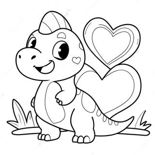 Cute Dinosaur Holding Heart Coloring Page 14220-11771