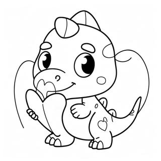 Cute Dinosaur Holding Heart Coloring Page 14220-11772