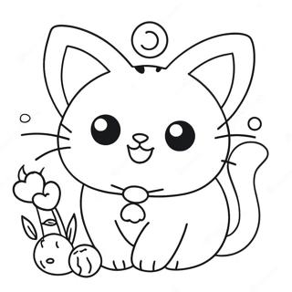 Adorable Kawaii Cat Coloring Page 14340-11866