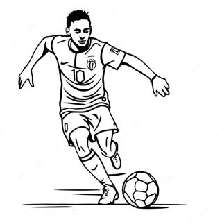 Neymar Dribbling A Soccer Ball Coloring Page 1442-1153