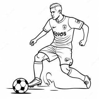 Neymar Dribbling A Soccer Ball Coloring Page 1442-1154