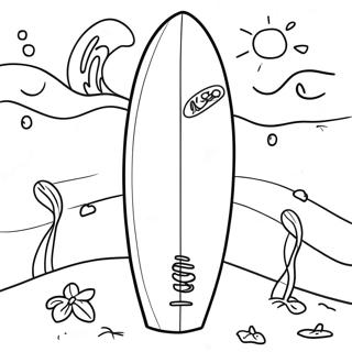 Colorful Surfboard On The Beach Coloring Page 14500-11994