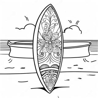 Colorful Surfboard On The Beach Coloring Page 14500-11995