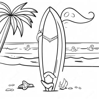 Colorful Surfboard On The Beach Coloring Page 14500-11996