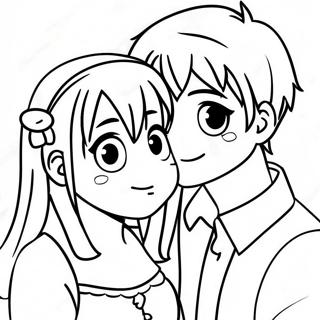 Cute Anime Couple Coloring Page 14529-12014