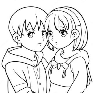 Cute Anime Couple Coloring Page 14529-12015