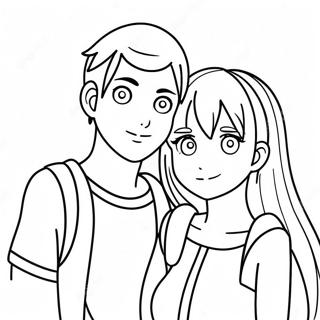 Cute Anime Couple Coloring Page 14529-12016