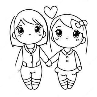 Adorable Anime Couple Holding Hands Coloring Page 14530-12017