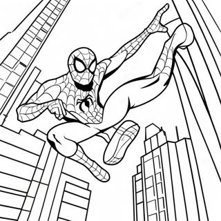 Spider Man Swinging Through The City Coloring Page 14580-12057