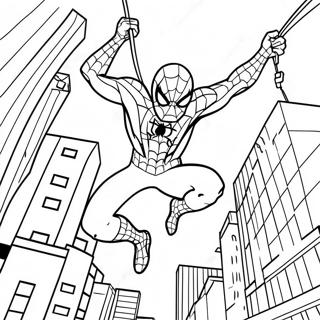 Spider Man Swinging Through The City Coloring Page 14580-12058