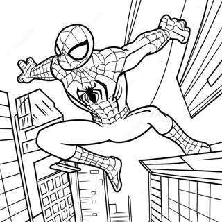 Spider Man Swinging Through The City Coloring Page 14580-12059