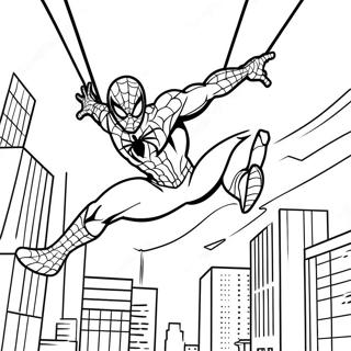 Spider Man Swinging Through The City Coloring Page 14580-12060