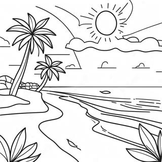 Beach Sunset Coloring Page 14599-12071