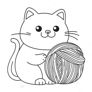 Chubby Cat Playing With Yarn Coloring Page 14610-12081