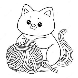 Chubby Cat Playing With Yarn Coloring Page 14610-12082