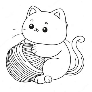 Chubby Cat Playing With Yarn Coloring Page 14610-12084