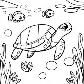 Sea Turtle Swimming In Coral Reef Coloring Page 14639-12102