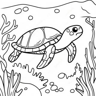 Sea Turtle Swimming In Coral Reef Coloring Page 14639-12103