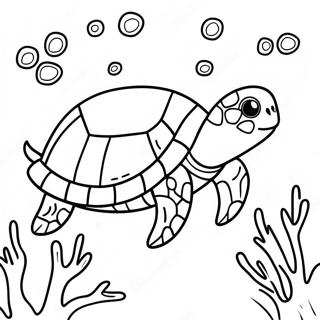 Sea Turtle Swimming In Coral Reef Coloring Page 14639-12104