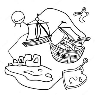 Pirate Treasure Map Coloring Page 14680-12137