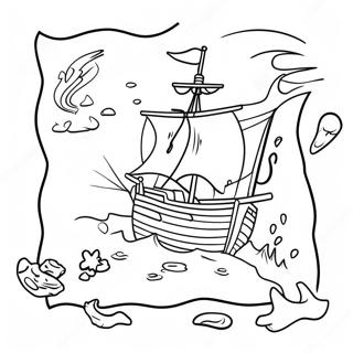 Pirate Treasure Map Coloring Page 14680-12140