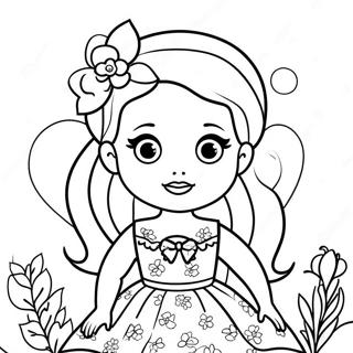 Cute Barbie Chelsea In A Flower Dress Coloring Page 14700-12153