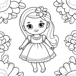 Cute Barbie Chelsea In A Flower Dress Coloring Page 14700-12154