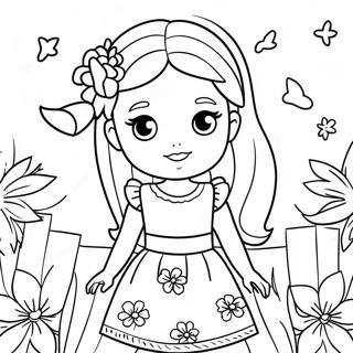 Cute Barbie Chelsea In A Flower Dress Coloring Page 14700-12155