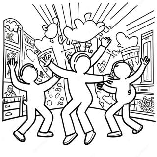 Keith Haring Dancing Figures Coloring Page 14750-12193