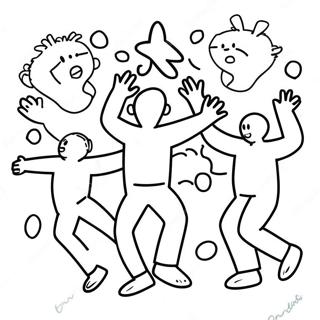 Keith Haring Dancing Figures Coloring Page 14750-12194