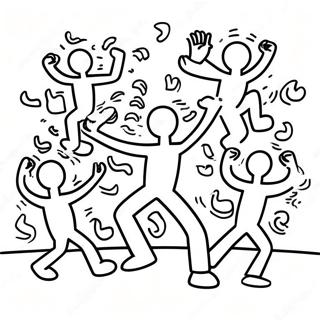 Keith Haring Dancing Figures Coloring Page 14750-12196