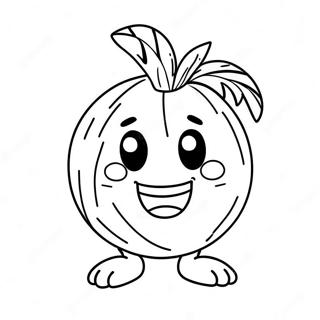 Cute Coconut With Smiling Face Coloring Page 14780-12217