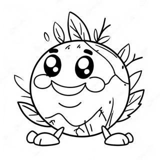 Cute Coconut With Smiling Face Coloring Page 14780-12218