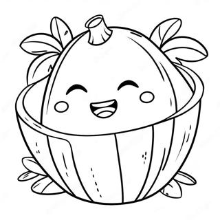 Cute Coconut With Smiling Face Coloring Page 14780-12219