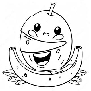 Cute Coconut With Smiling Face Coloring Page 14780-12220