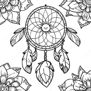 Whimsical Boho Dreamcatcher Coloring Page 1482-1187