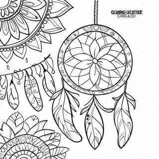 Whimsical Boho Dreamcatcher Coloring Page 1482-1188