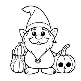 Funny Halloween Gnome With Pumpkin Coloring Page 14830-12258