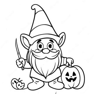 Funny Halloween Gnome With Pumpkin Coloring Page 14830-12259