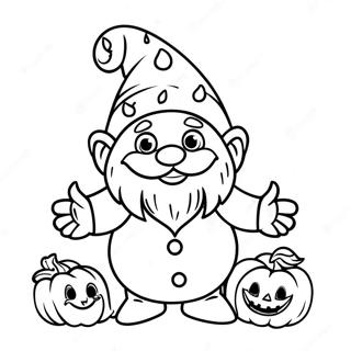 Funny Halloween Gnome With Pumpkin Coloring Page 14830-12260