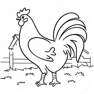 Colorful Rooster In A Farmyard Coloring Page 14870-12290