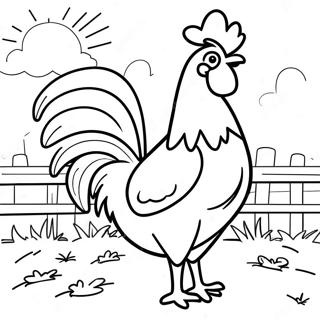 Colorful Rooster In A Farmyard Coloring Page 14870-12292