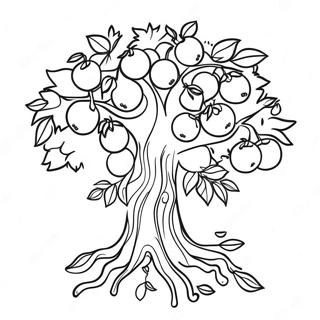 Tu Bishvat Tree With Fruits Coloring Page 14889-12319