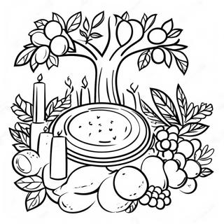 Tu Bishvat Seder Table Coloring Page 14890-12306