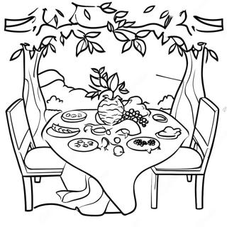 Tu Bishvat Seder Table Coloring Page 14890-12321