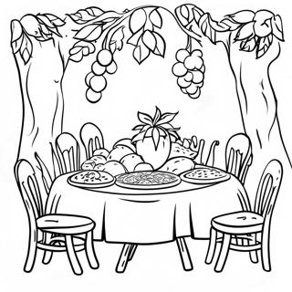 Tu Bishvat Seder Table Coloring Page 14890-12322