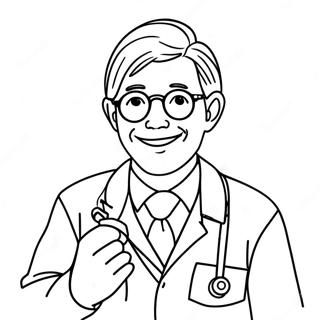 Friendly Doctor With Stethoscope Coloring Page 14970-12385