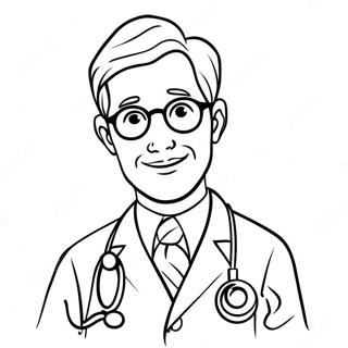 Friendly Doctor With Stethoscope Coloring Page 14970-12386